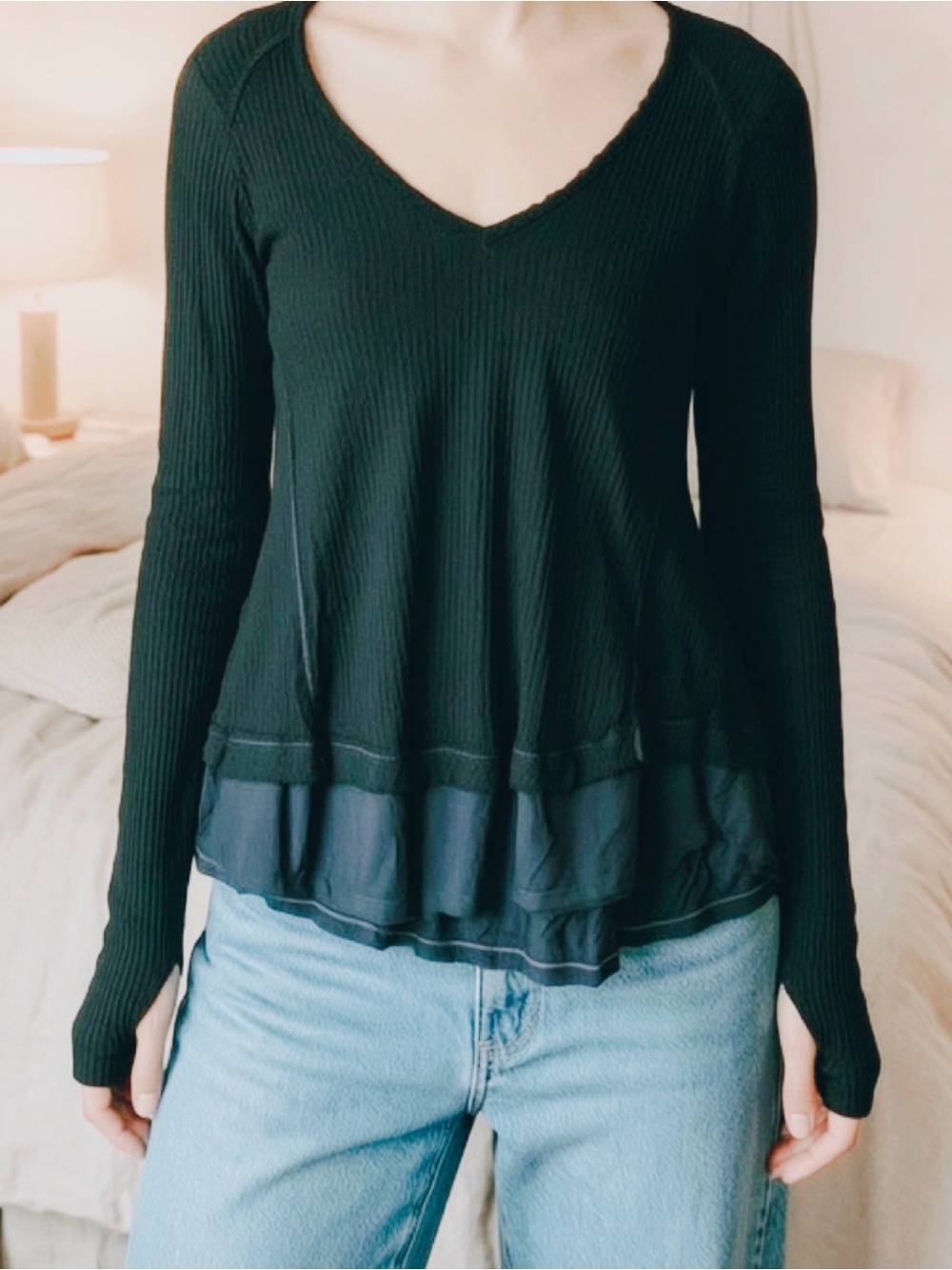 Free People Women’s Laguna Thermal Top.  XS Petite Tall